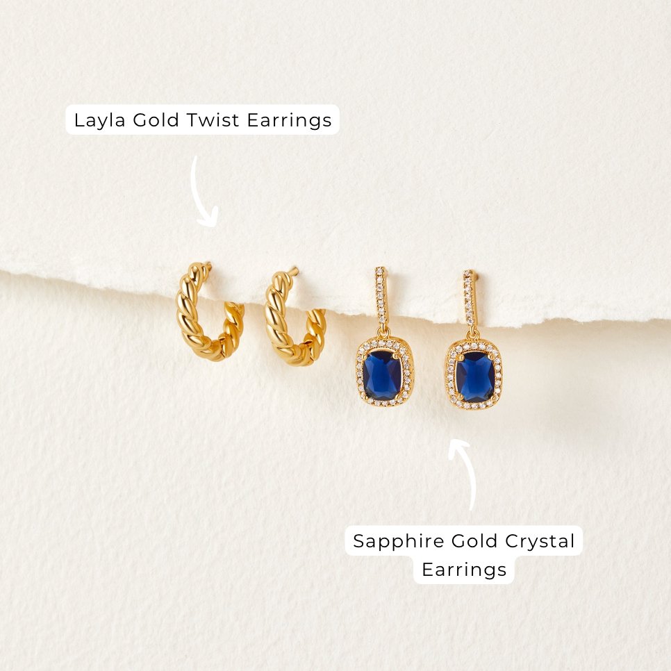 Sapphire Gold Crystal Earrings - Beautiful Earth Boutique