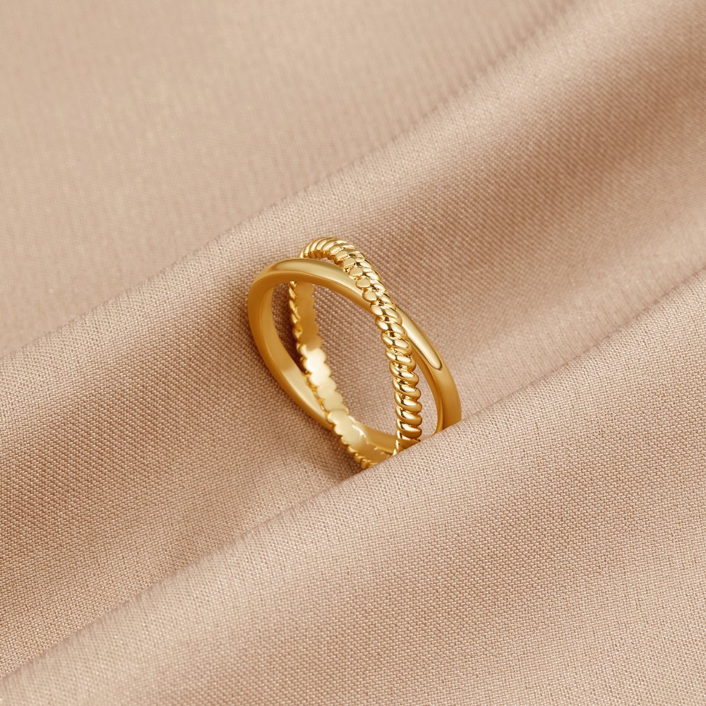 Serena Gold Crossed Ring - Beautiful Earth Boutique