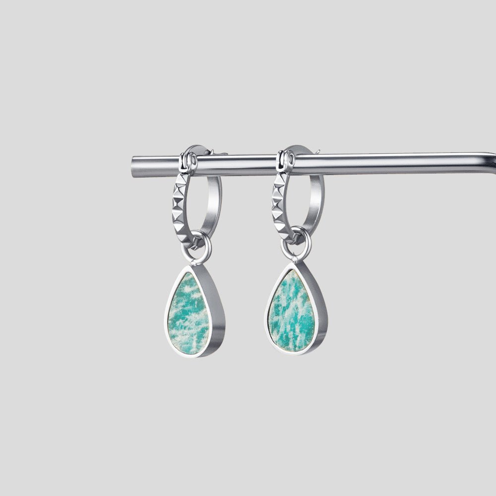 Silver Astoria Green Stone Hoop Earrings - Beautiful Earth Boutique