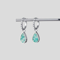 Silver Astoria Green Stone Hoop Earrings - Beautiful Earth Boutique
