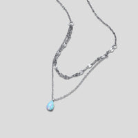 Silver Blue Opal Teardrop Layered Necklace - Beautiful Earth Boutique