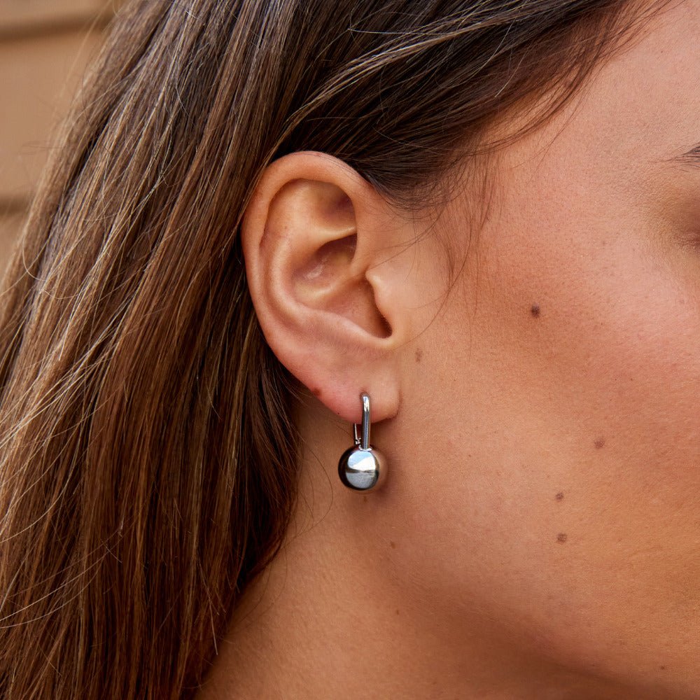 Silver Dumbbell Hoop Earrings - Beautiful Earth Boutique