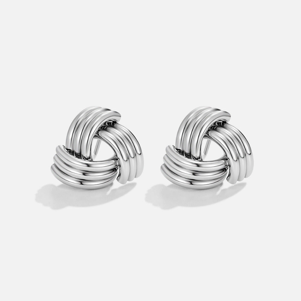 Silver Maxi Twist Stud Earrings - Beautiful Earth Boutique