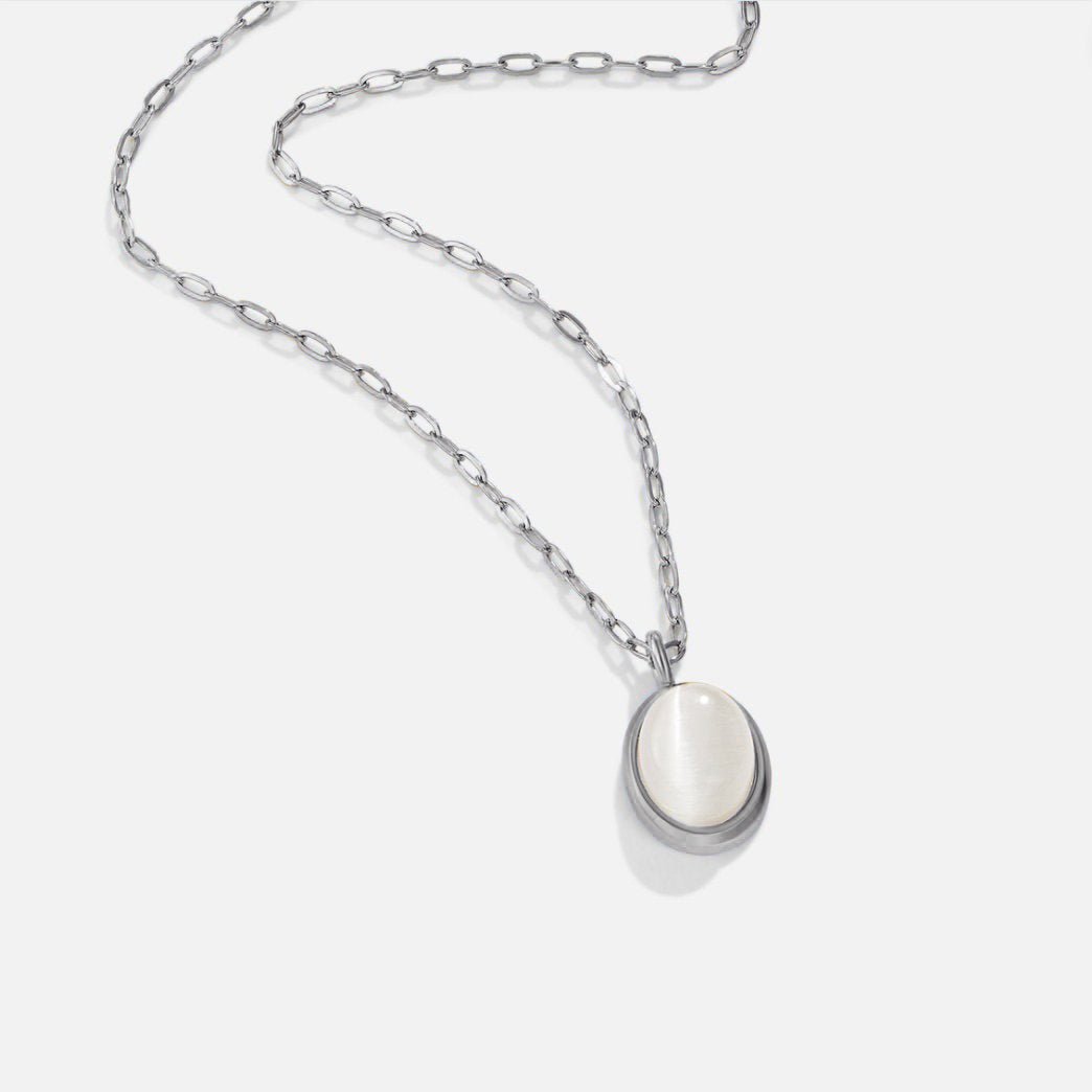Silver White Opal Necklace - Beautiful Earth Boutique