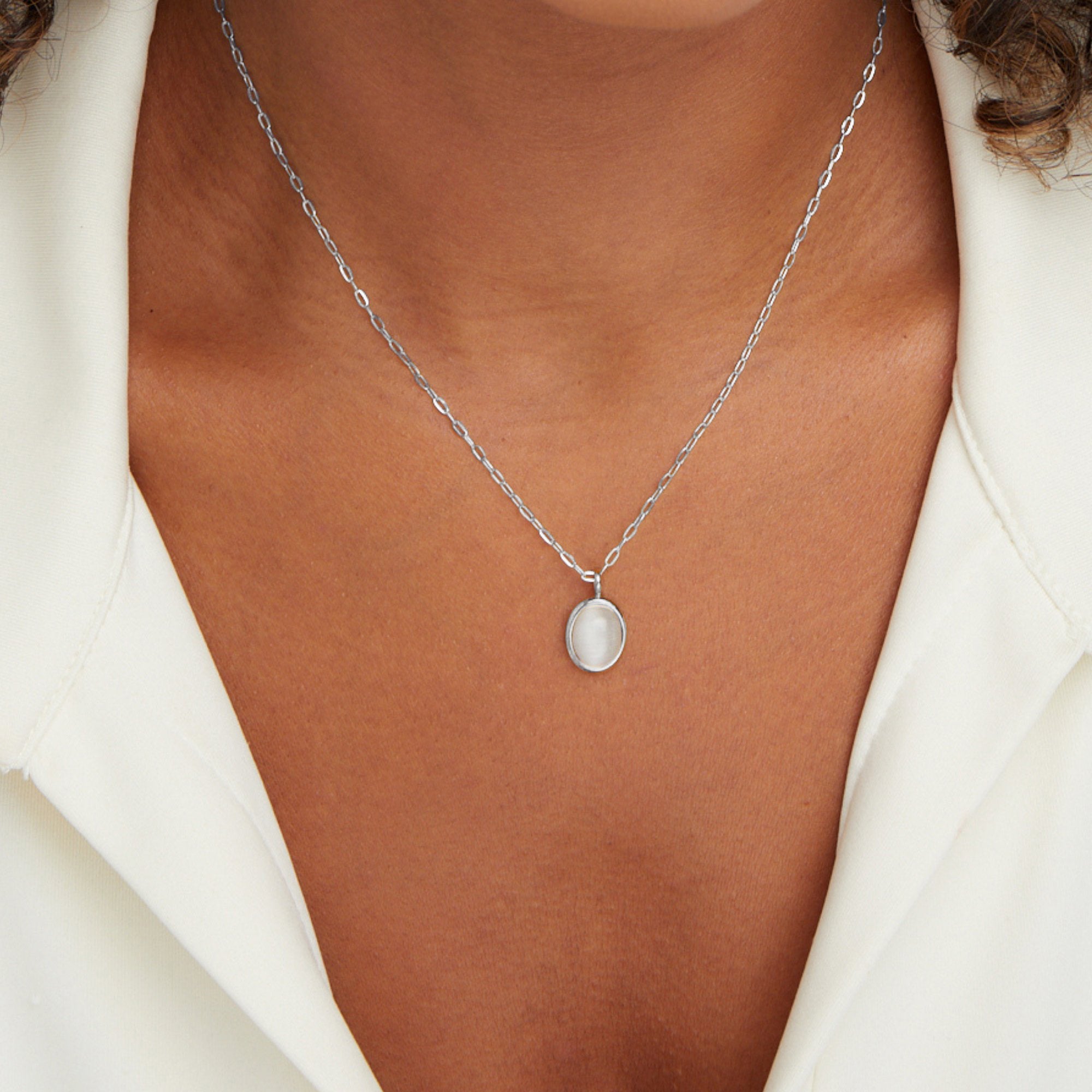 Silver White Opal Necklace - Beautiful Earth Boutique