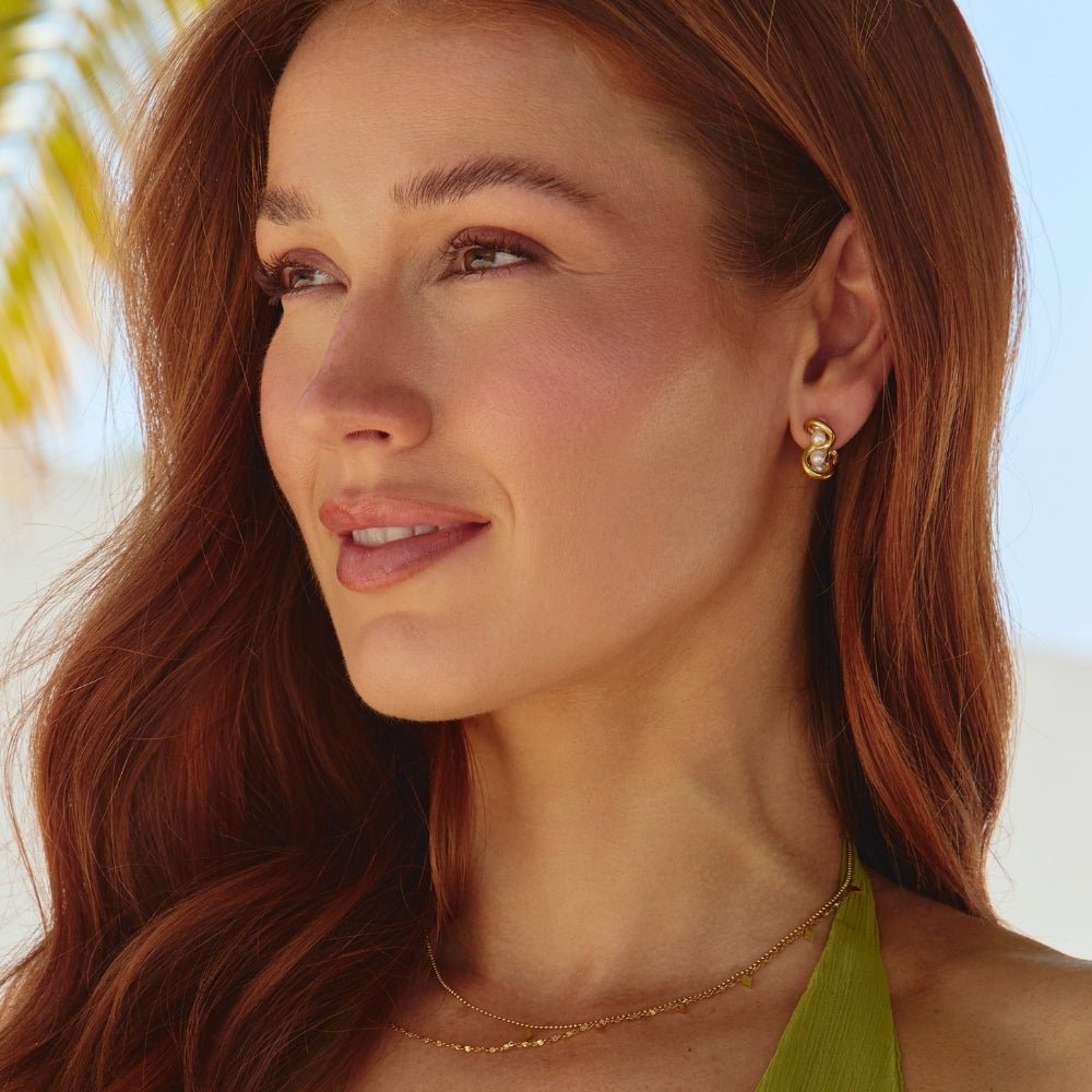 Tara Gold Entwined Pearl Earrings - Beautiful Earth Boutique