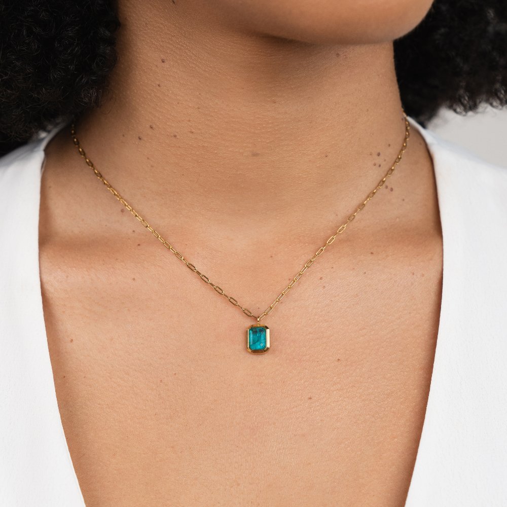 Teal Green Crystal Necklace - Beautiful Earth Boutique