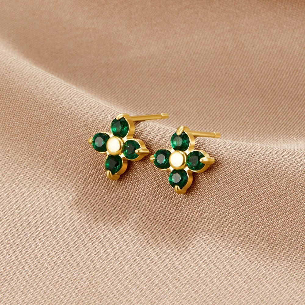 Tiny Emerald Petal Stud Earrings - Beautiful Earth Boutique
