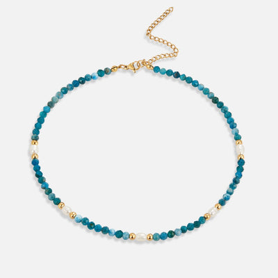 Turquoise Blue & Pearl Bead Necklace - Beautiful Earth Boutique