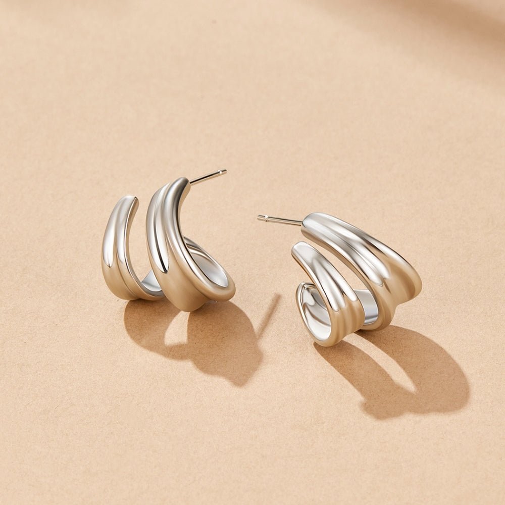 Twisted Ivana Silver Hoop Earrings - Beautiful Earth Boutique