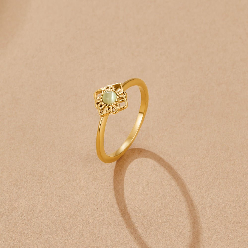 Vintage Lotus Flower Opal Ring - Beautiful Earth Boutique