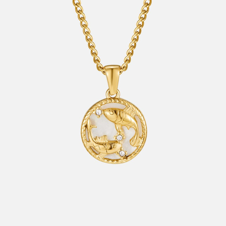 White Shell Zodiac Coin Necklace - Beautiful Earth Boutique