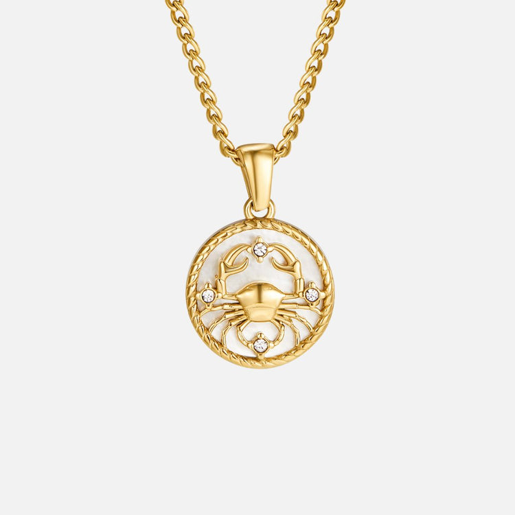 White Shell Zodiac Coin Necklace - Beautiful Earth Boutique