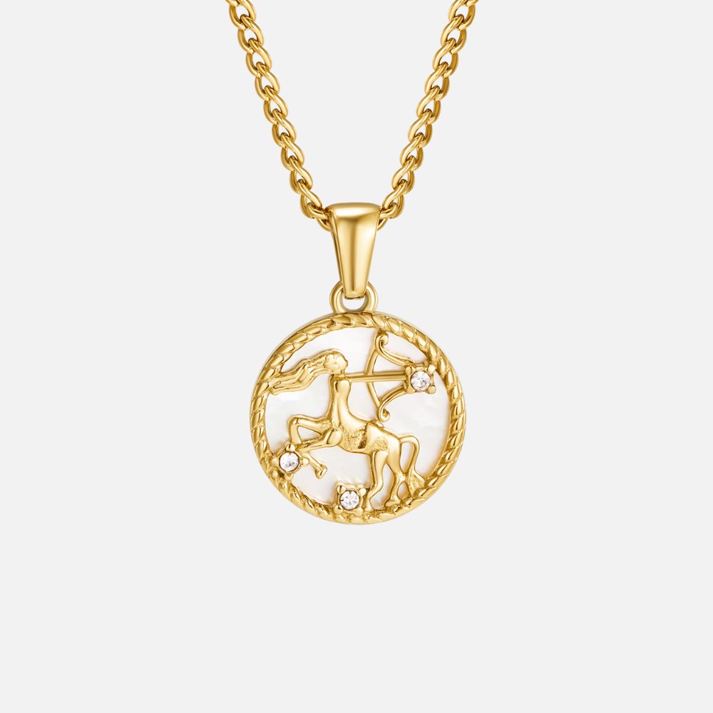 White Shell Zodiac Coin Necklace - Beautiful Earth Boutique