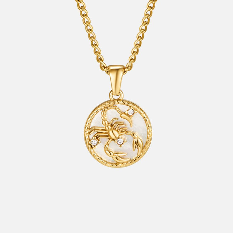 White Shell Zodiac Coin Necklace - Beautiful Earth Boutique