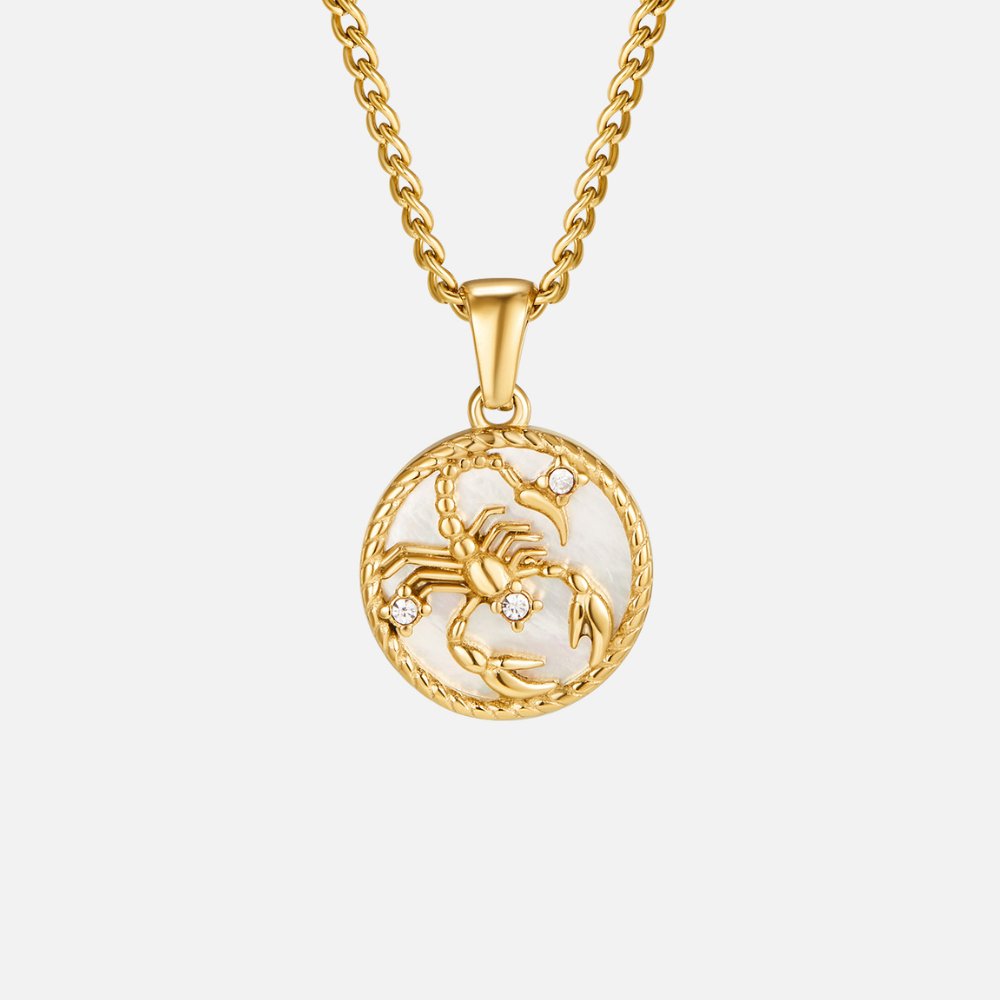 White Shell Zodiac Coin Necklace - Beautiful Earth Boutique