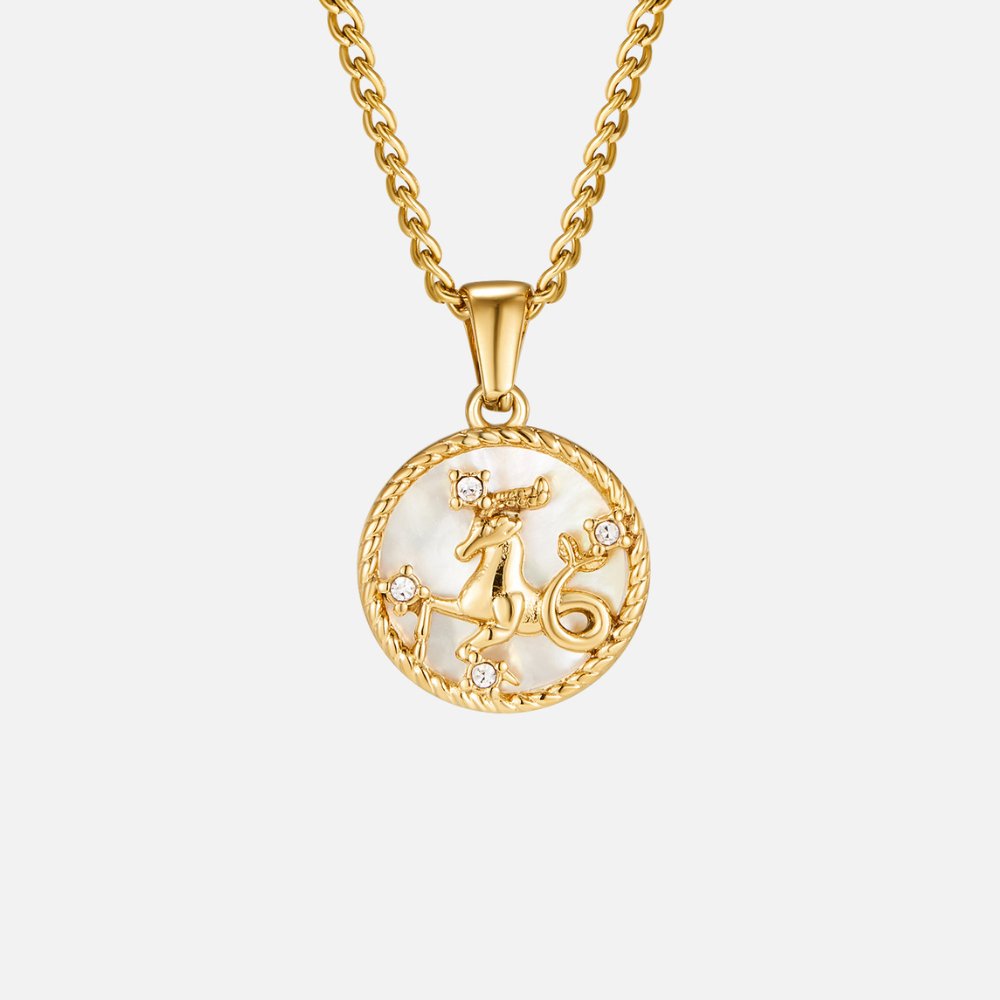 White Shell Zodiac Coin Necklace - Beautiful Earth Boutique