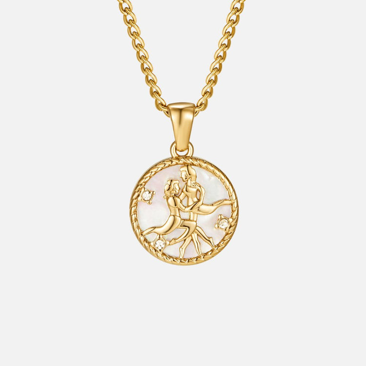 White Shell Zodiac Coin Necklace - Beautiful Earth Boutique