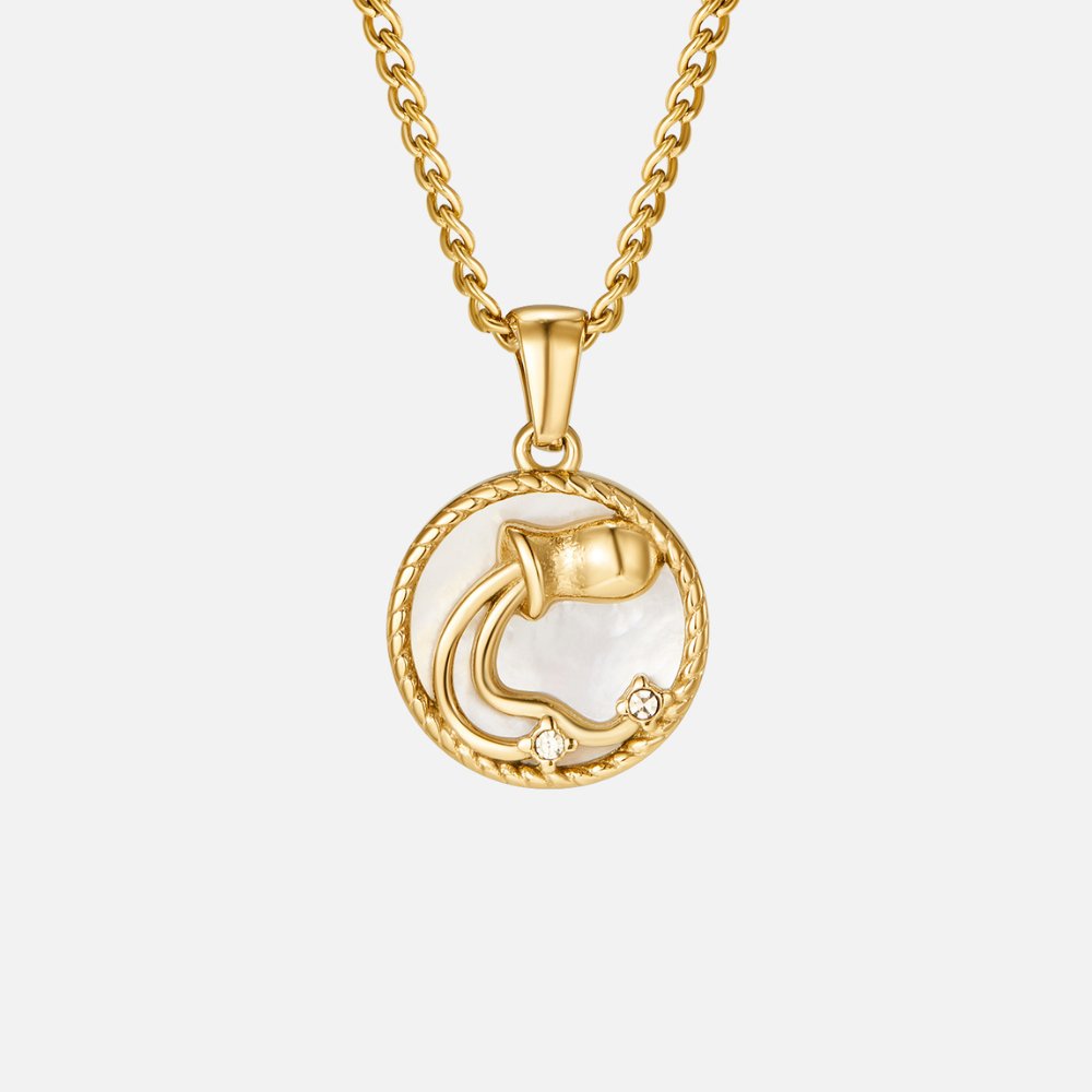 White Shell Zodiac Coin Necklace - Beautiful Earth Boutique