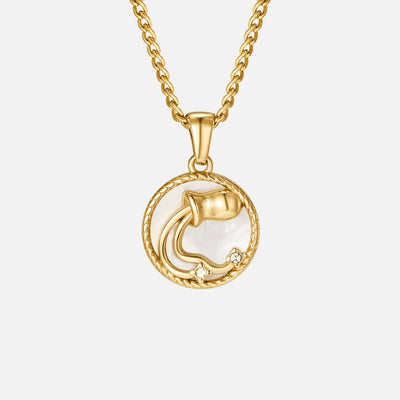 White Shell Zodiac Coin Necklace - Beautiful Earth Boutique