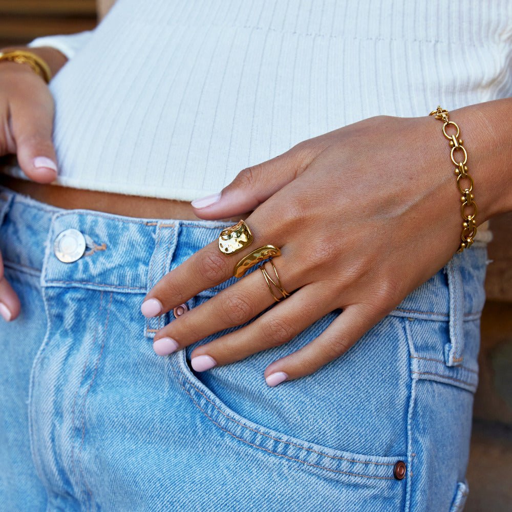 Yuna Geometric Gold Ring - Beautiful Earth Boutique