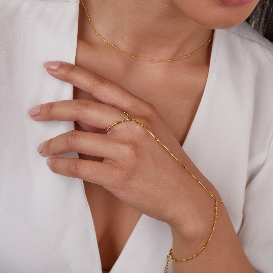 18K Gold Hand Chain Bracelet - Beautiful Earth Boutique