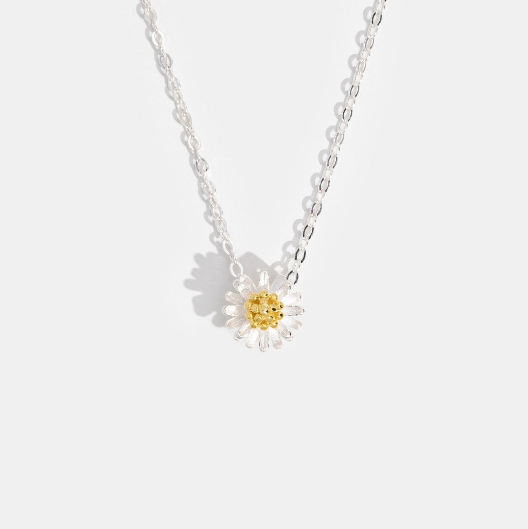 925 Sterling Silver Daisy Flower Necklace - Beautiful Earth Boutique
