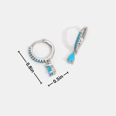 Blue Cyan Crystal Silver Hoop Earrings - Beautiful Earth Boutique