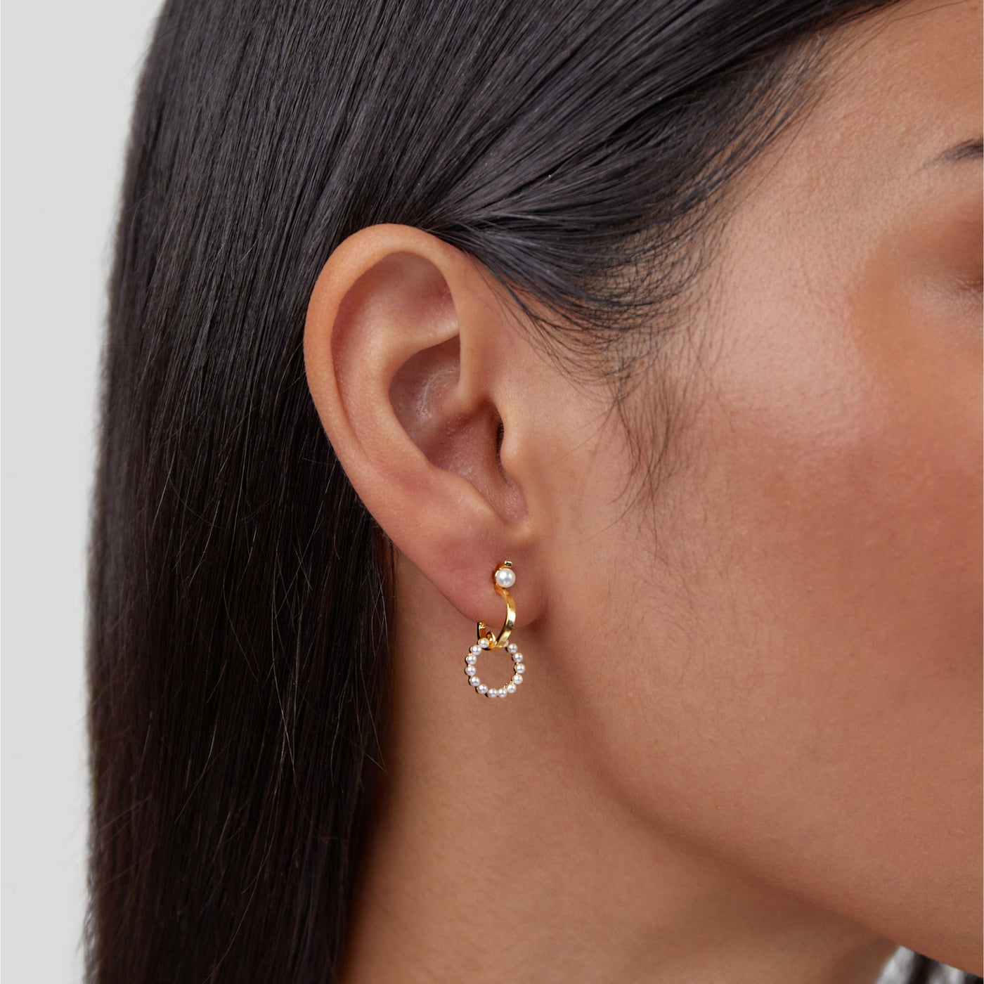 Double Hoop Pearl Earrings - Beautiful Earth Boutique