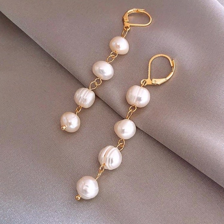 Golden Freshwater Pearl Earrings