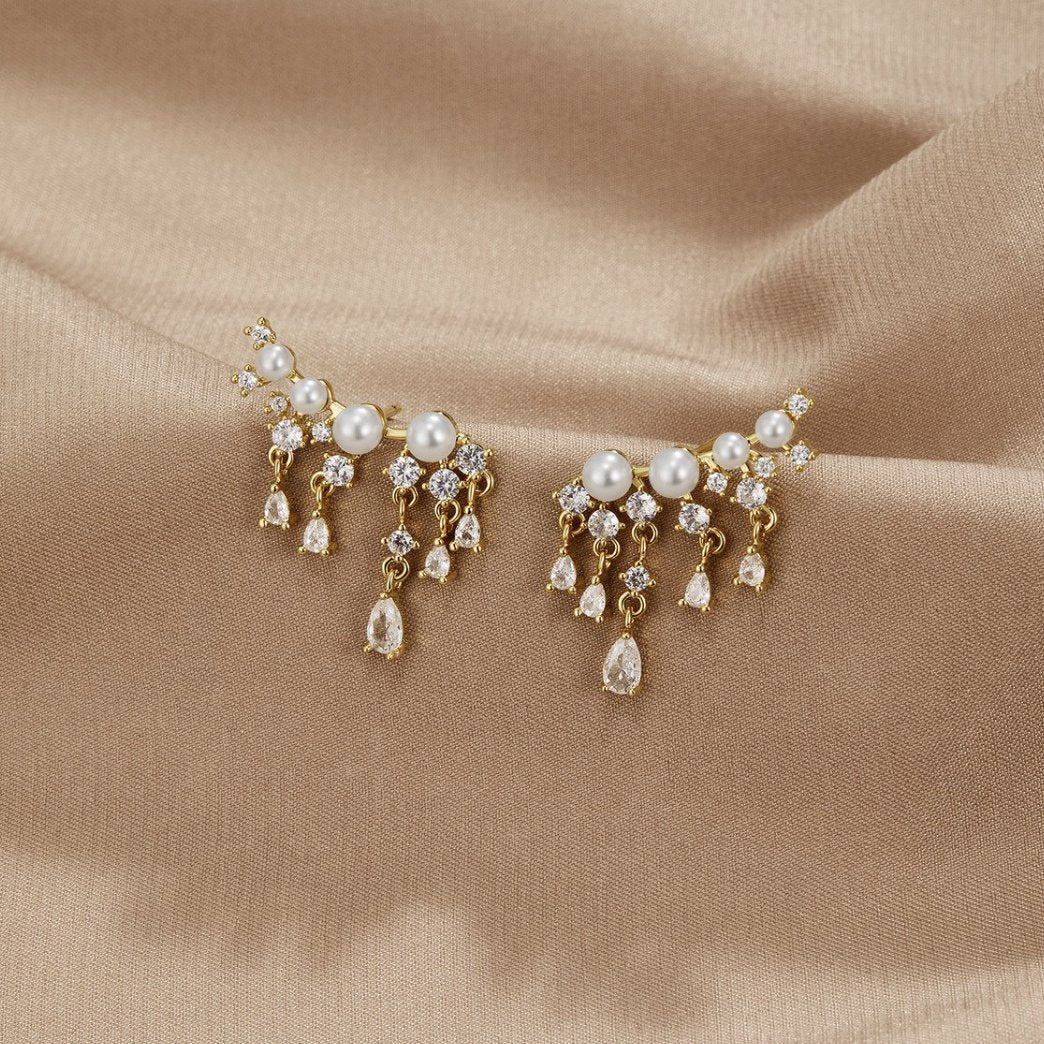 Golden Pearl Tassel Earrings - Beautiful Earth Boutique