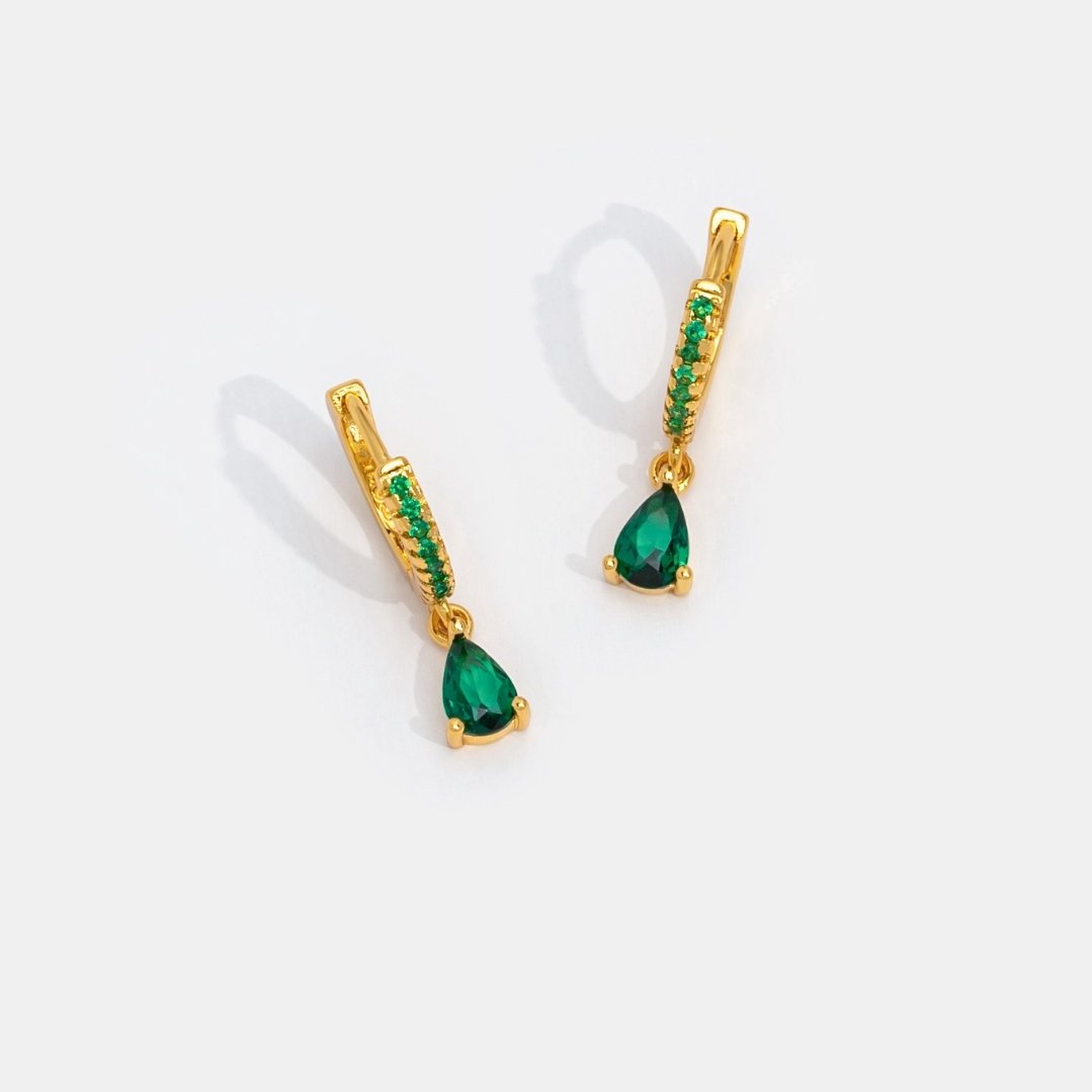 Green Crystal Gold Hoop Earrings – Beautiful Earth Boutique