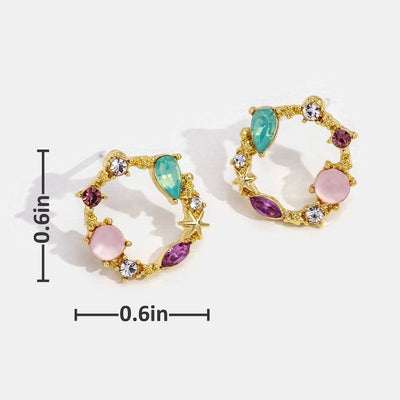 Jade & Pink Crystal Orelia Earrings - Beautiful Earth Boutique