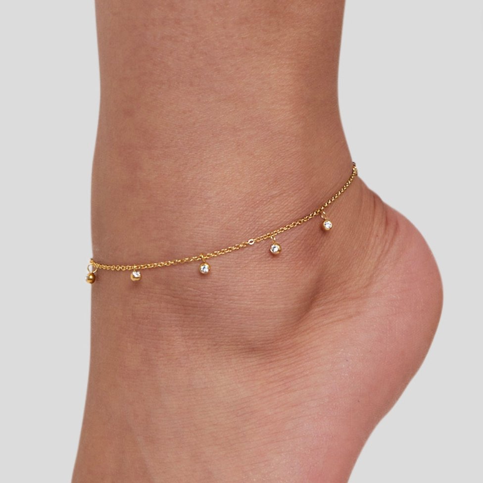 Lana Crystal Droplet Anklet - Beautiful Earth Boutique