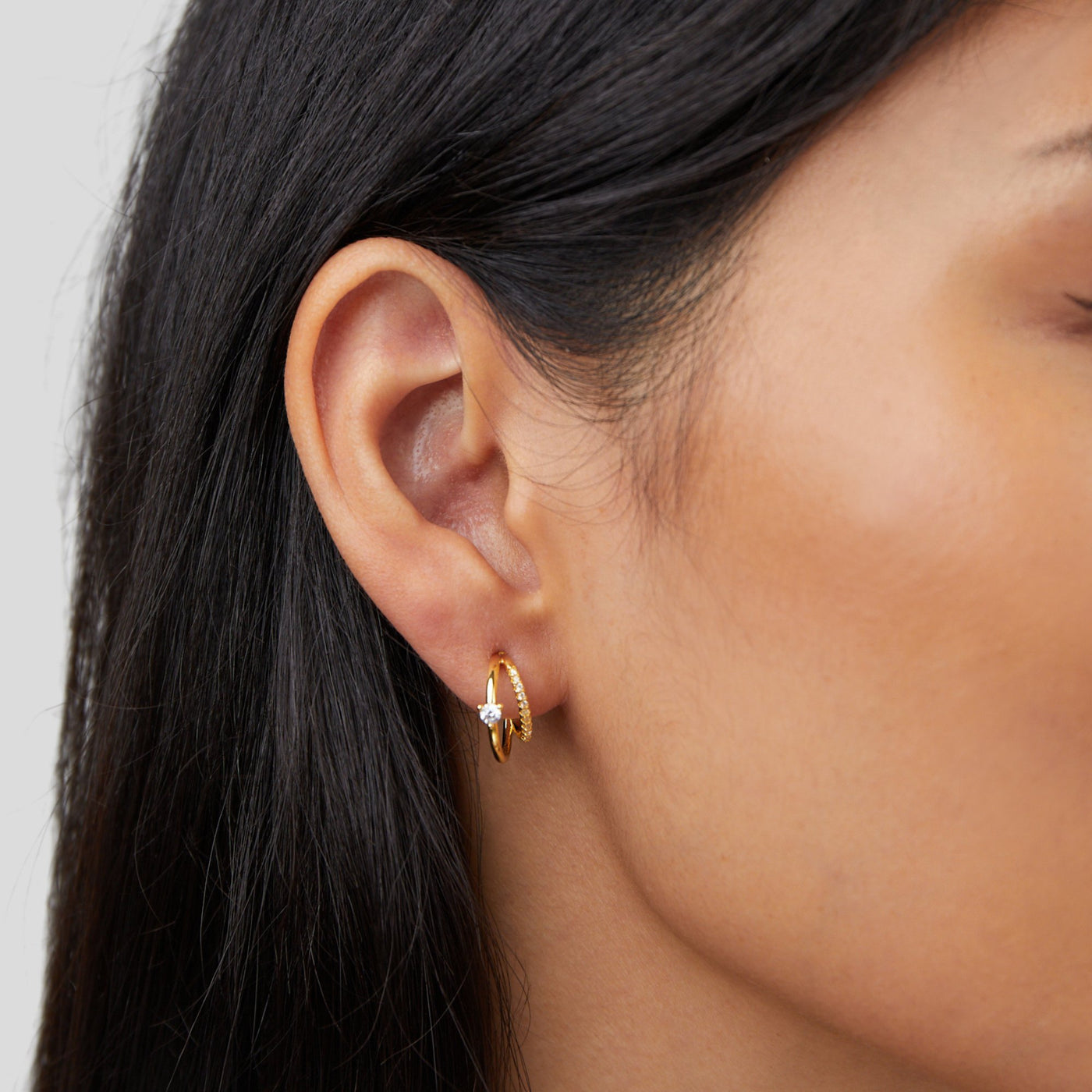 Layered Crystal Gold Hoop Earrings - Beautiful Earth Boutique