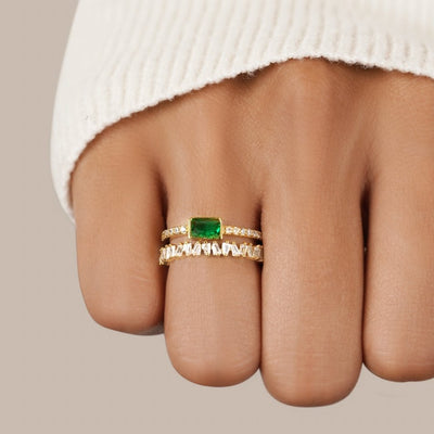 Layered Green Crystal Ring - Beautiful Earth Boutique