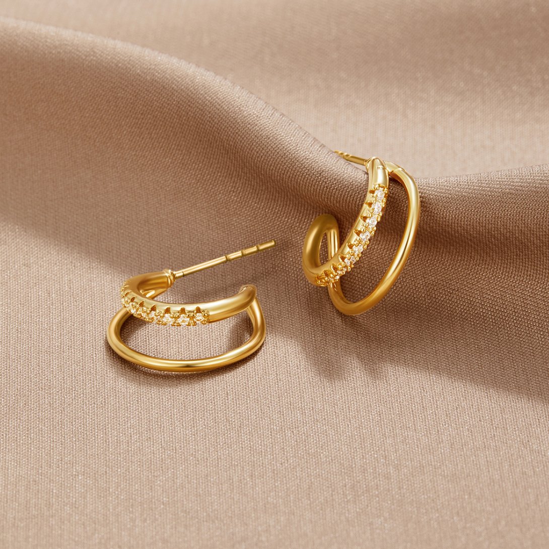 Leyla Crystal Double Hoop Earrings – Beautiful Earth Boutique