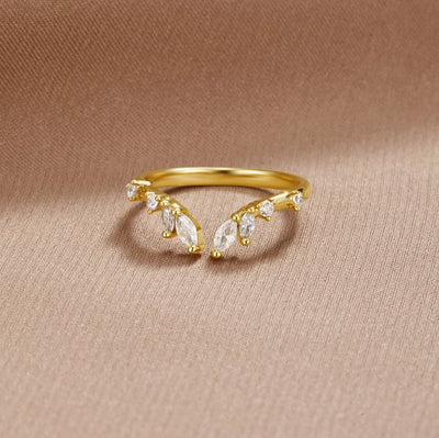 Lily Crystal Gold Vine Ring - Beautiful Earth Boutique