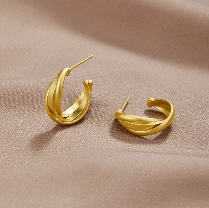 Matte Gold Twist Hoop Earrings - Beautiful Earth Boutique