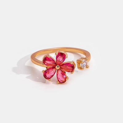 Red Crystal Dahlia Flower Ring - Beautiful Earth Boutique