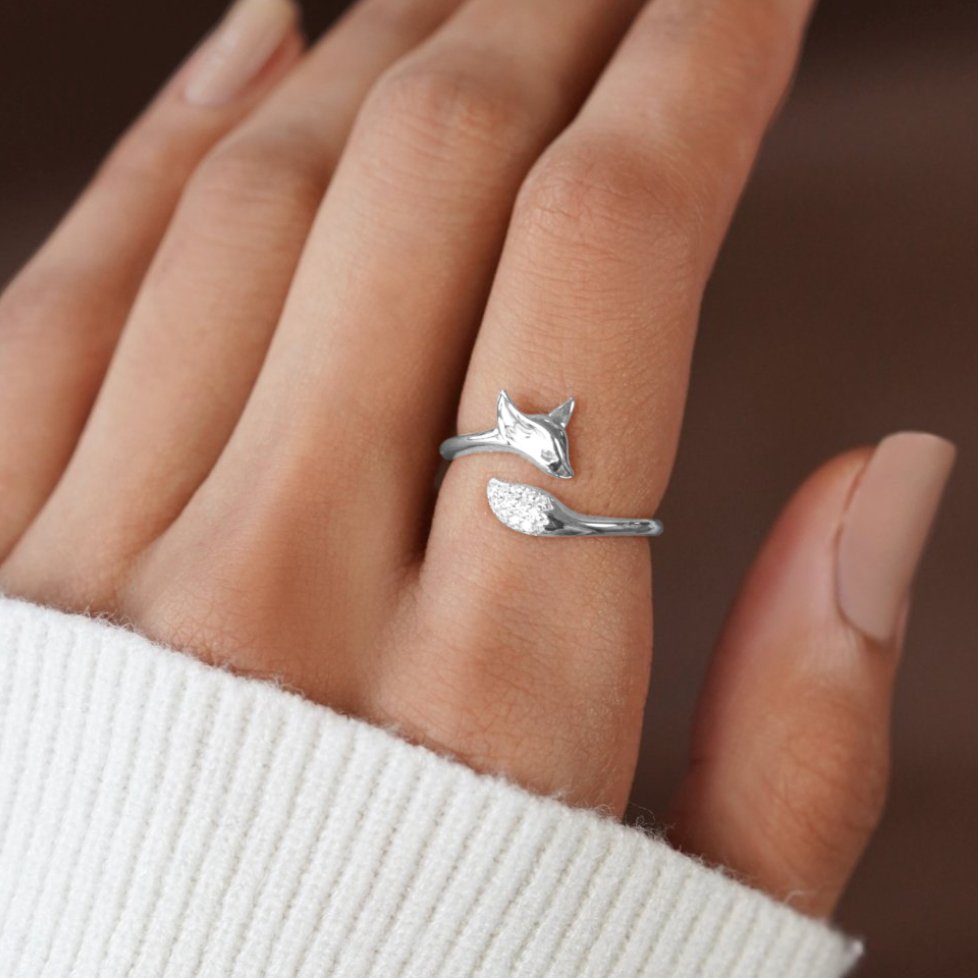 Silver sale fox ring