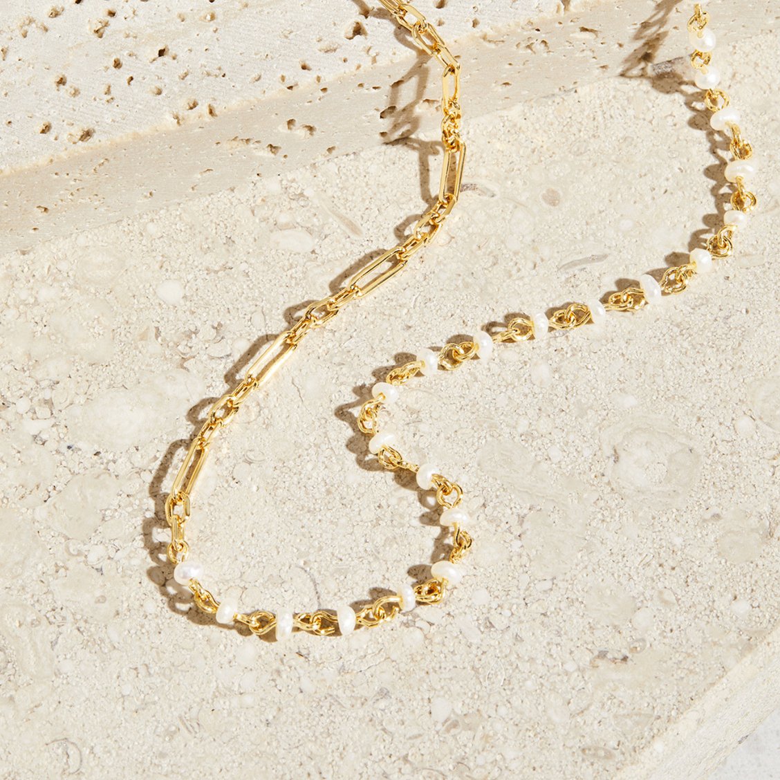 Solana Gold Chain & Pearl Necklace - Beautiful Earth Boutique