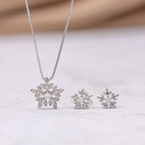 Welling Women Cubic Zirconia Snowflake Pendant Necklace Stud Earrings Ring Jewelry  Set - Walmart.com