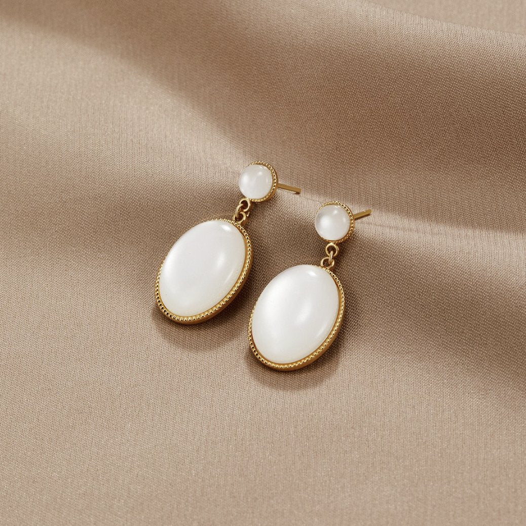 White Stone Drop Earrings - Beautiful Earth Boutique